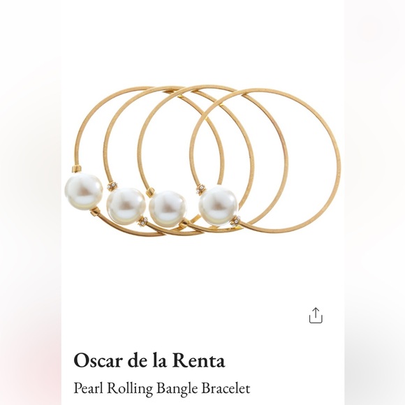 NWT Ladies OSCAR DE LA RENTA 14K Gold and Water Pearl 4 Piece Bangle Bracelets